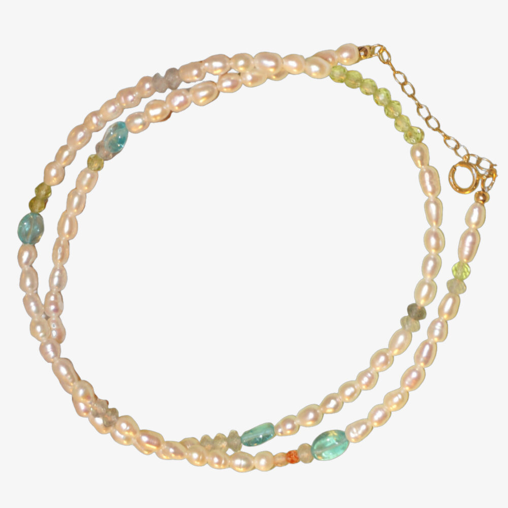14K Gold-Filled Dreamy Blue Apatite Pearl Necklace