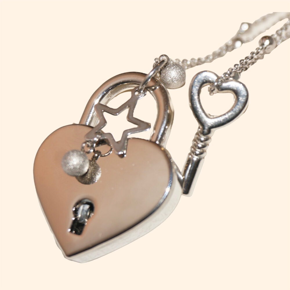 LING LAN JEWELRY Unique Lock & Key Handmade SOULMATE Stainless Steel Couple Long Couple Necklace/ Wrist Chain for Unisex