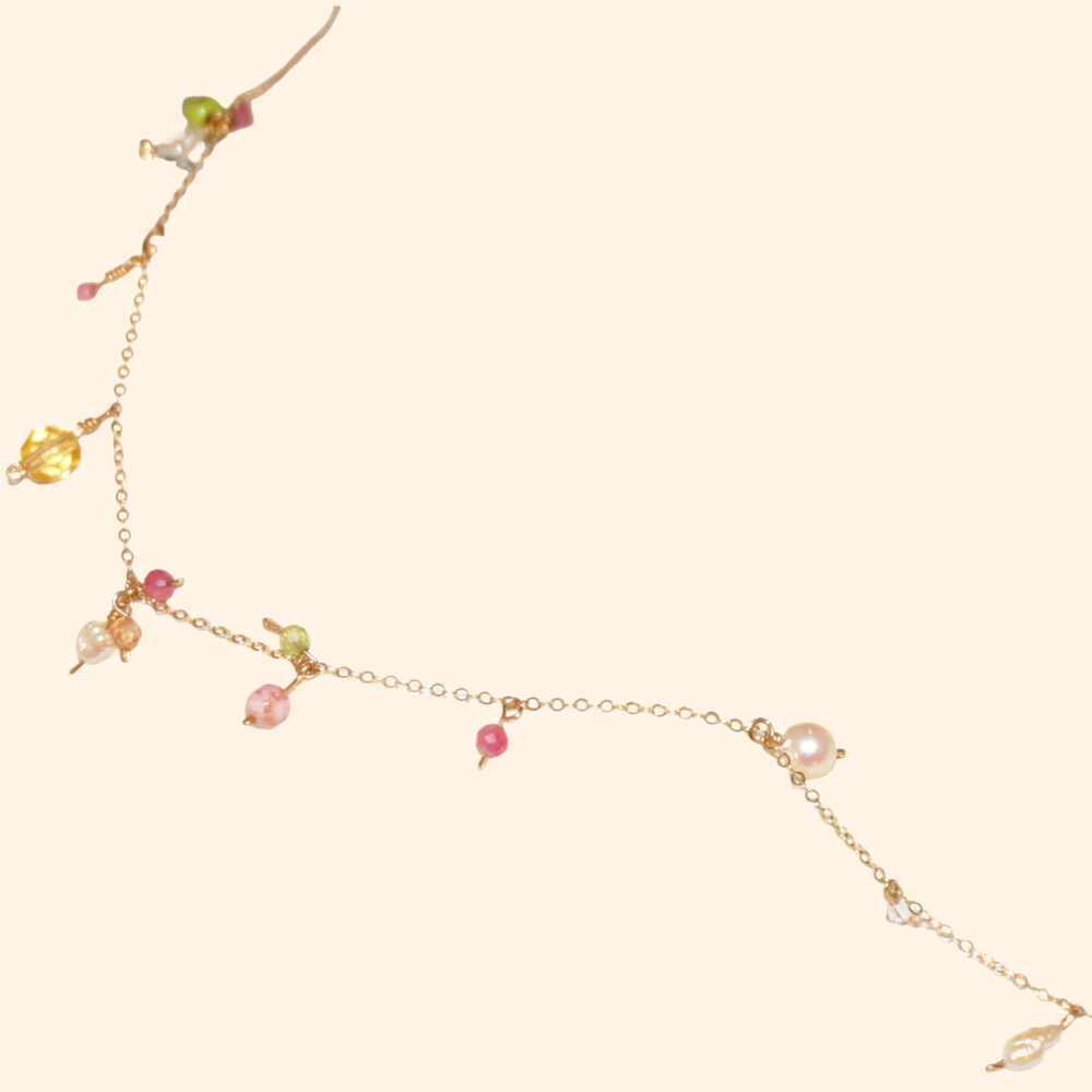 LING LAN JEWELRY Creative 14K Gold BLOSSOM Holiday Colorful Cute 33cm Pearl Bracelet for Women