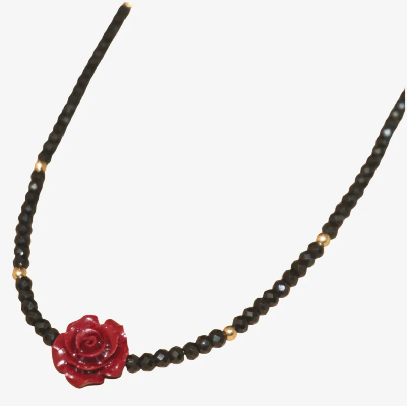 LingLan Jewelry – Elegant Handmade Necklaces & Minimalist Rings 14K Gold-Filled Healing FLAME | Cinnabar Rose Necklace | LING LAN Jewelry