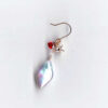 14K Gold-Filled WIND Leaf Pearl Earrings – Romantic Red Heart Zircon Accent WIND