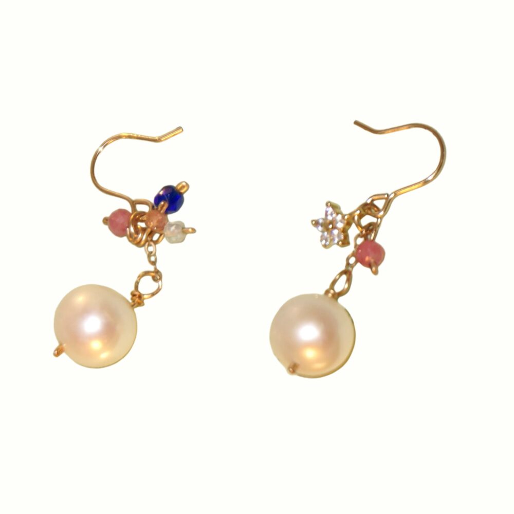 14K Gold-filled Delicate FIREWORK Asymmetrical Pearl Earring – Vibrant Night Sky Design