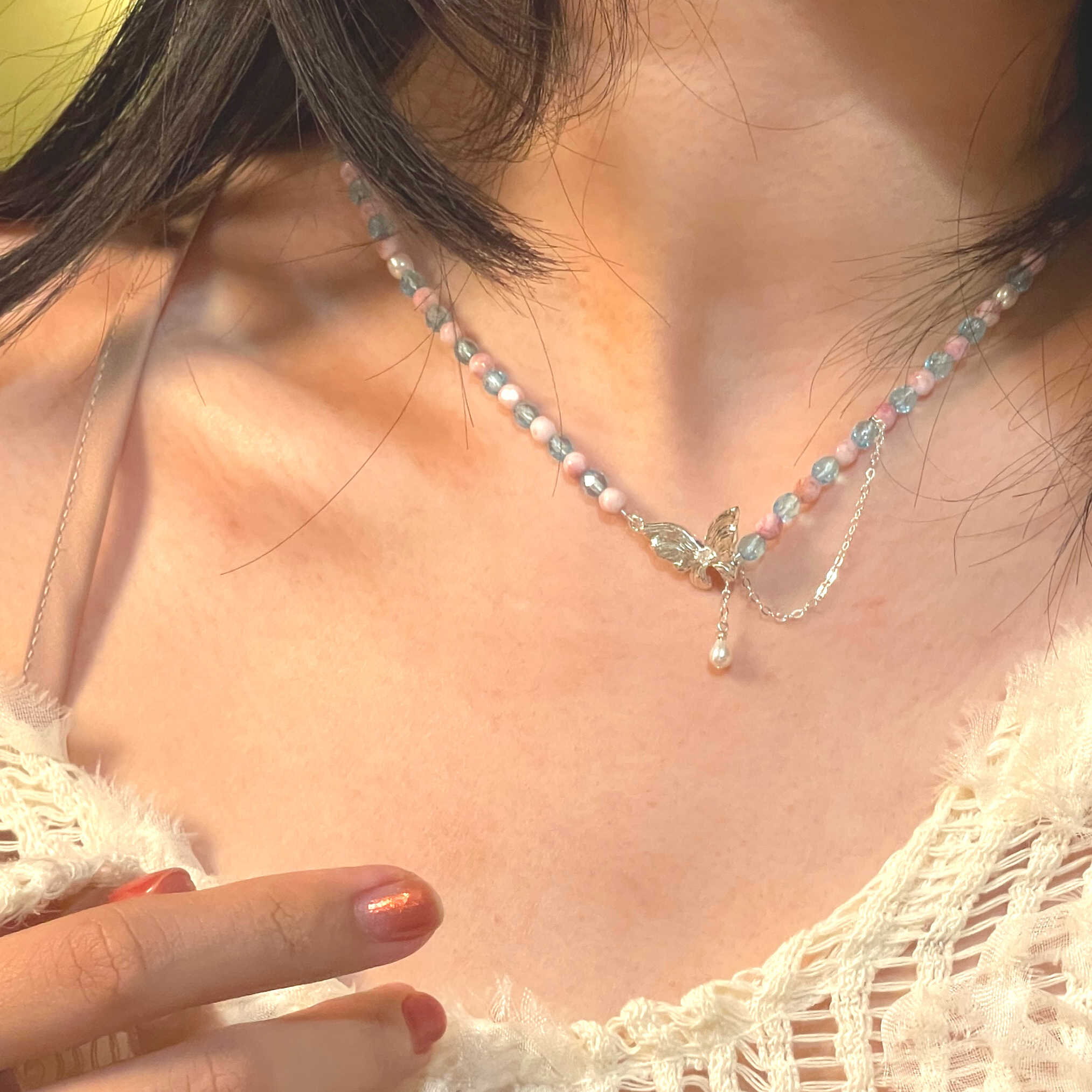 Dainty Sterling Silver FLIPPED | Butterfly Pearl Necklace | LING LAN Jewelry FLIPPED