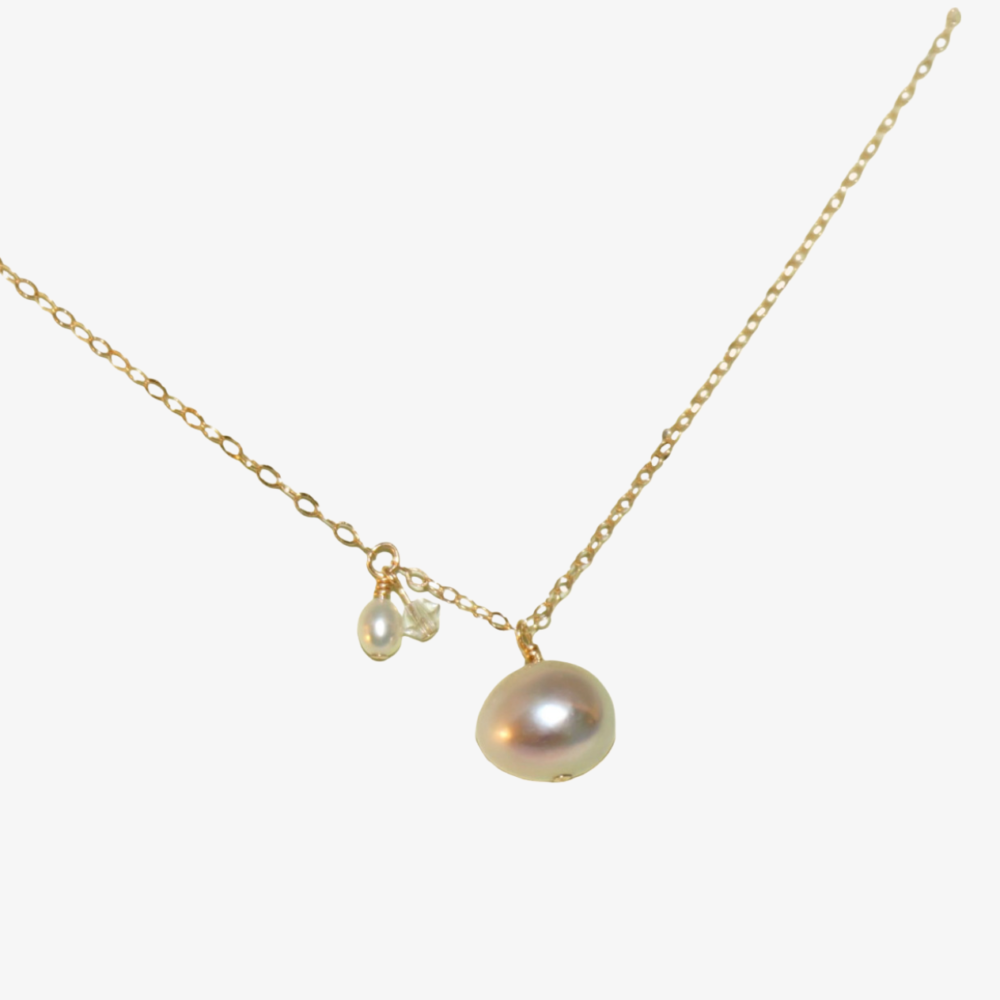 Starlight METEORITE Necklace | Sliding Baroque Pearl & Fluorite Necklace in 14K Gold-Filled