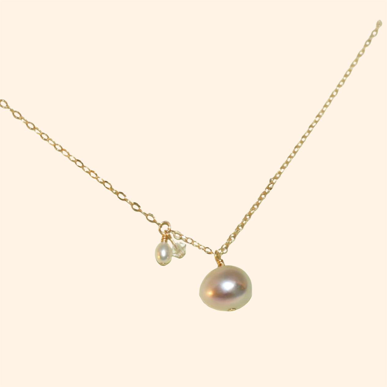 Starlight METEORITE Necklace | Sliding Baroque Pearl & Fluorite Necklace in 14K Gold-Filled | LING LAN Jewelry STARLIGHT.Meteorite 2.1