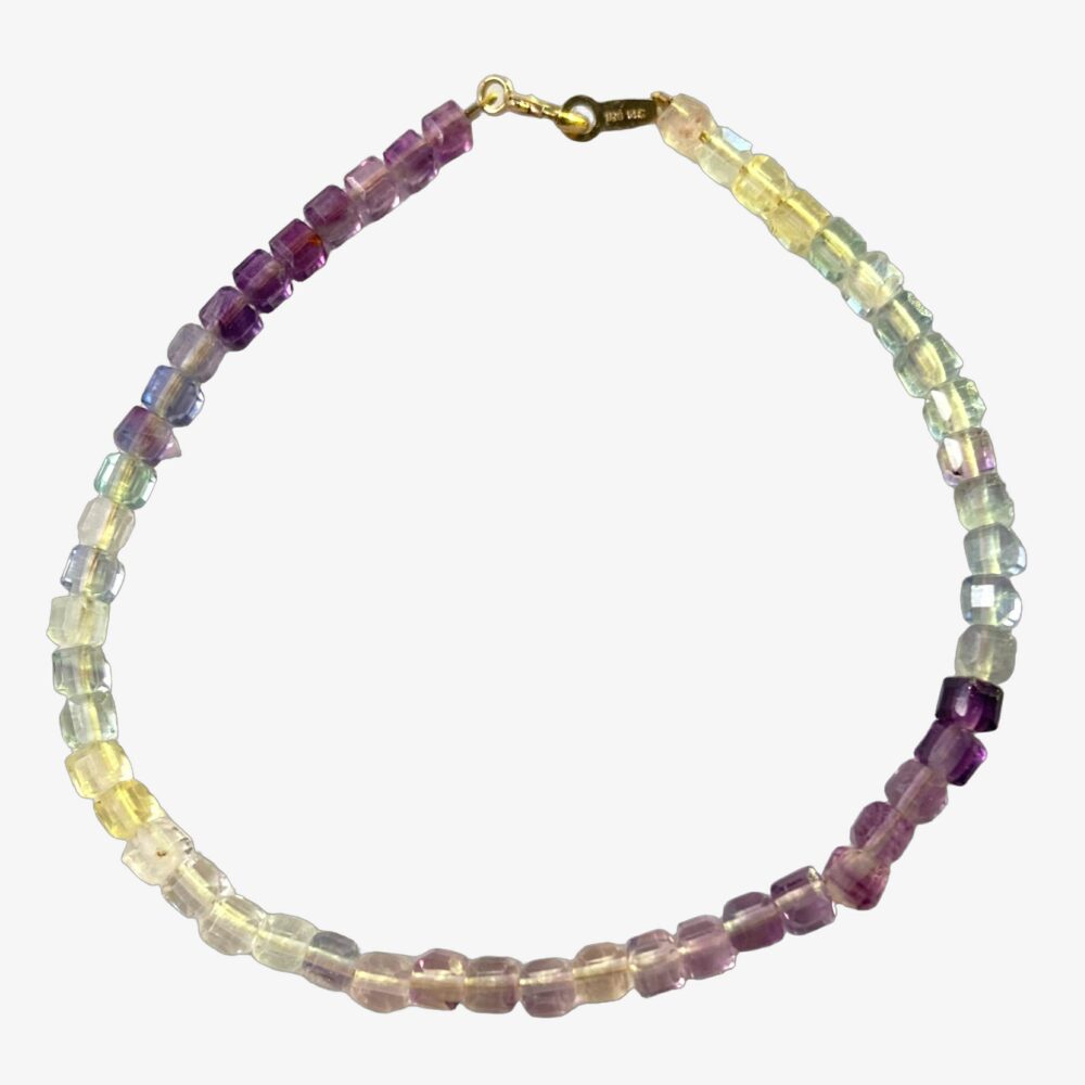 14K Gold-Filled GALAXY Fluorite Bracelet – Colorful Gemstone Elegance by LING LAN Jewelry