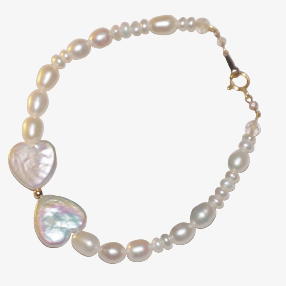14KGF Dreamy MOONLIT EMBRACE Heart Baroque Bow Bracelet – Moonlit Elegance by LING LAN Jewelry