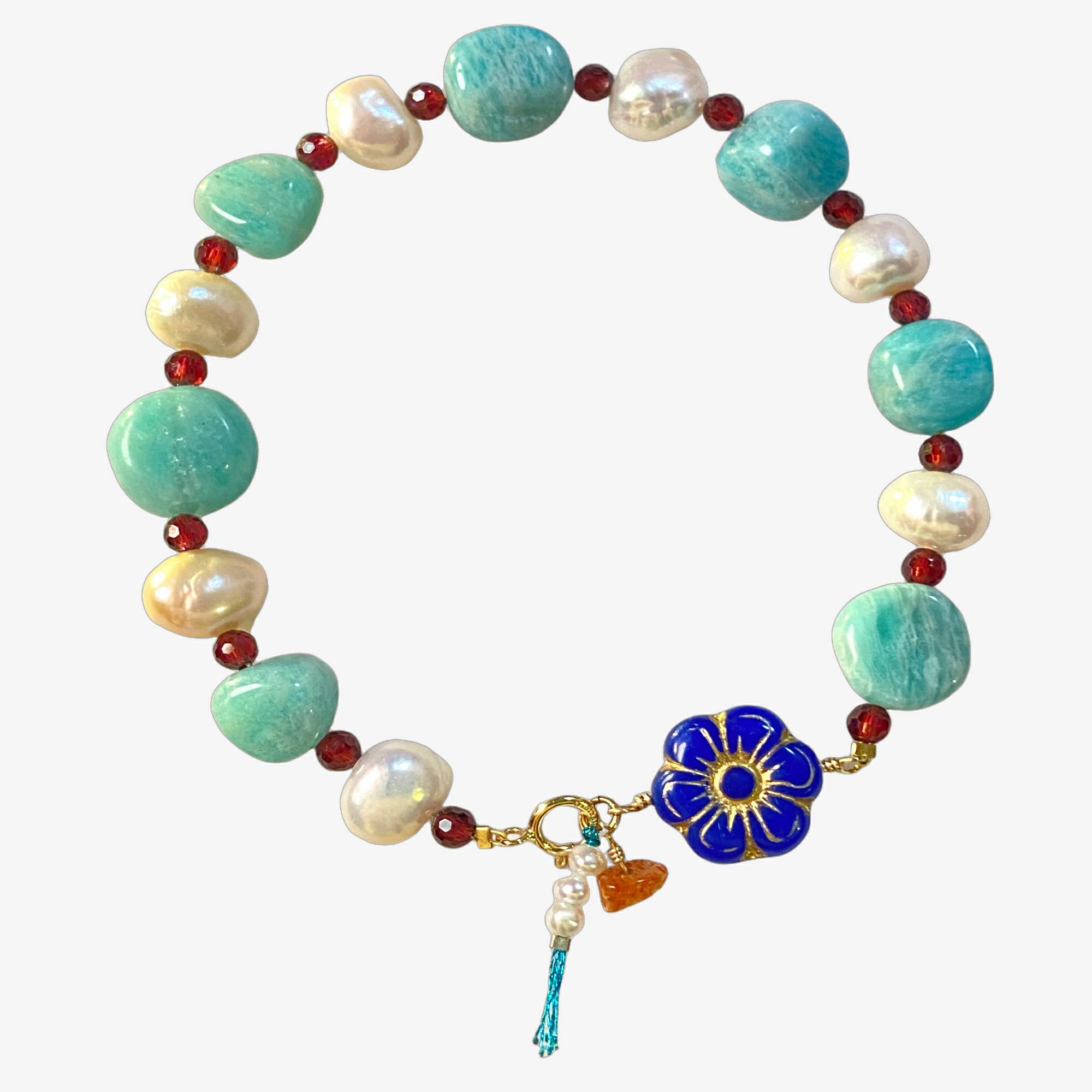 Eye-catching ETERNAL BLOOM 14K Gold-Filled Multi-Wear Floral Pearl Bracelet – Colorful Elegance by LING LAN Jewelry eternal bloom1 0346 background f6f6f6