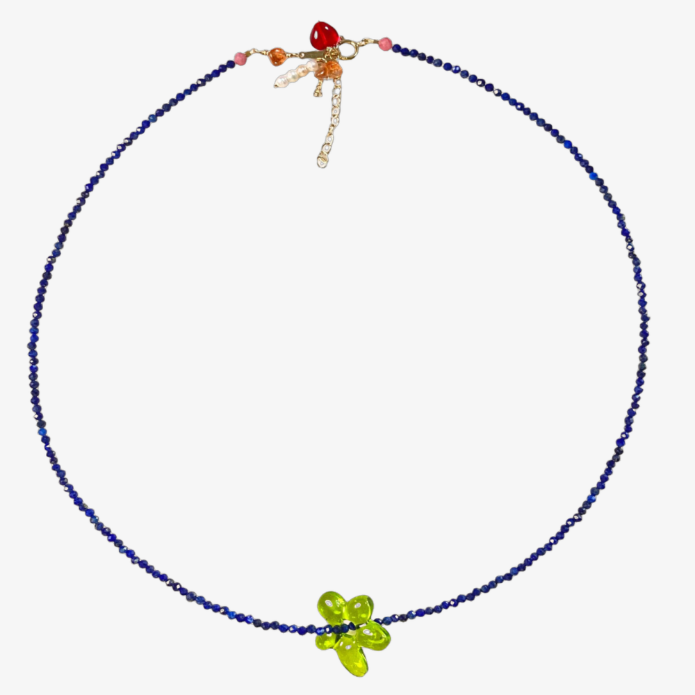 14KGF Eye-catching AZURE BLOOM Multi-Wear Flower Pearl Necklace – Colorful Elegance by LING LAN Jewelry