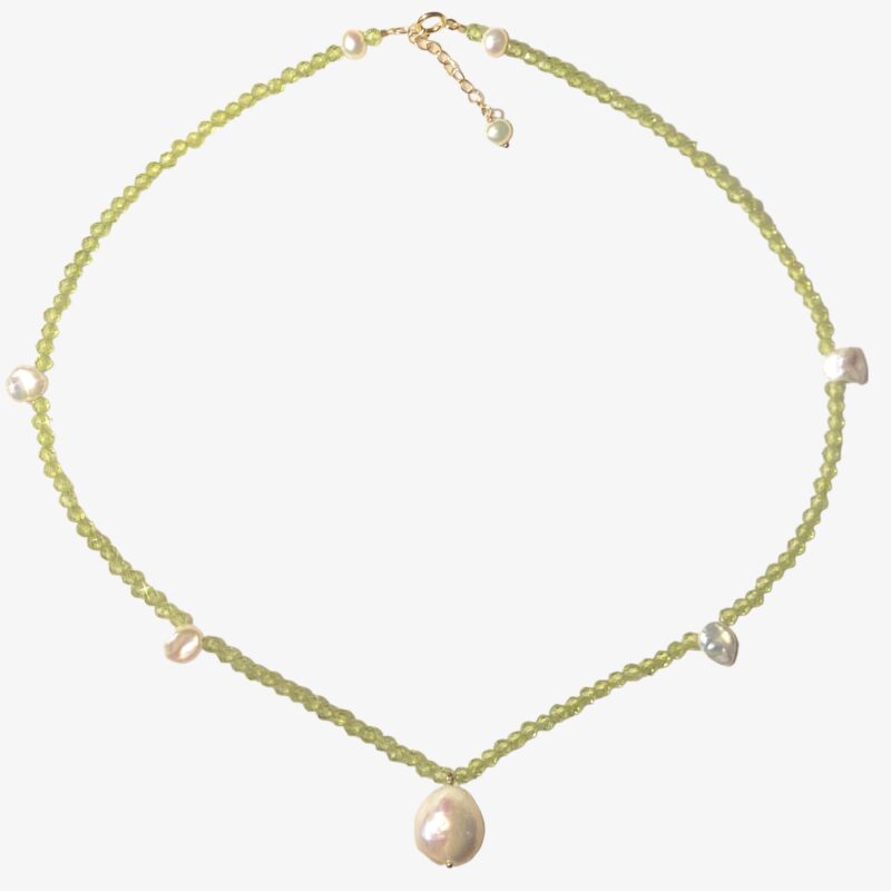 LingLan Jewelry – Elegant Handmade Necklaces & Minimalist Rings 14K Gold-Filled LUMINOUS PETAL Baroque Pearl Peridot Necklace – Timeless Elegance by LING LAN Jewelry