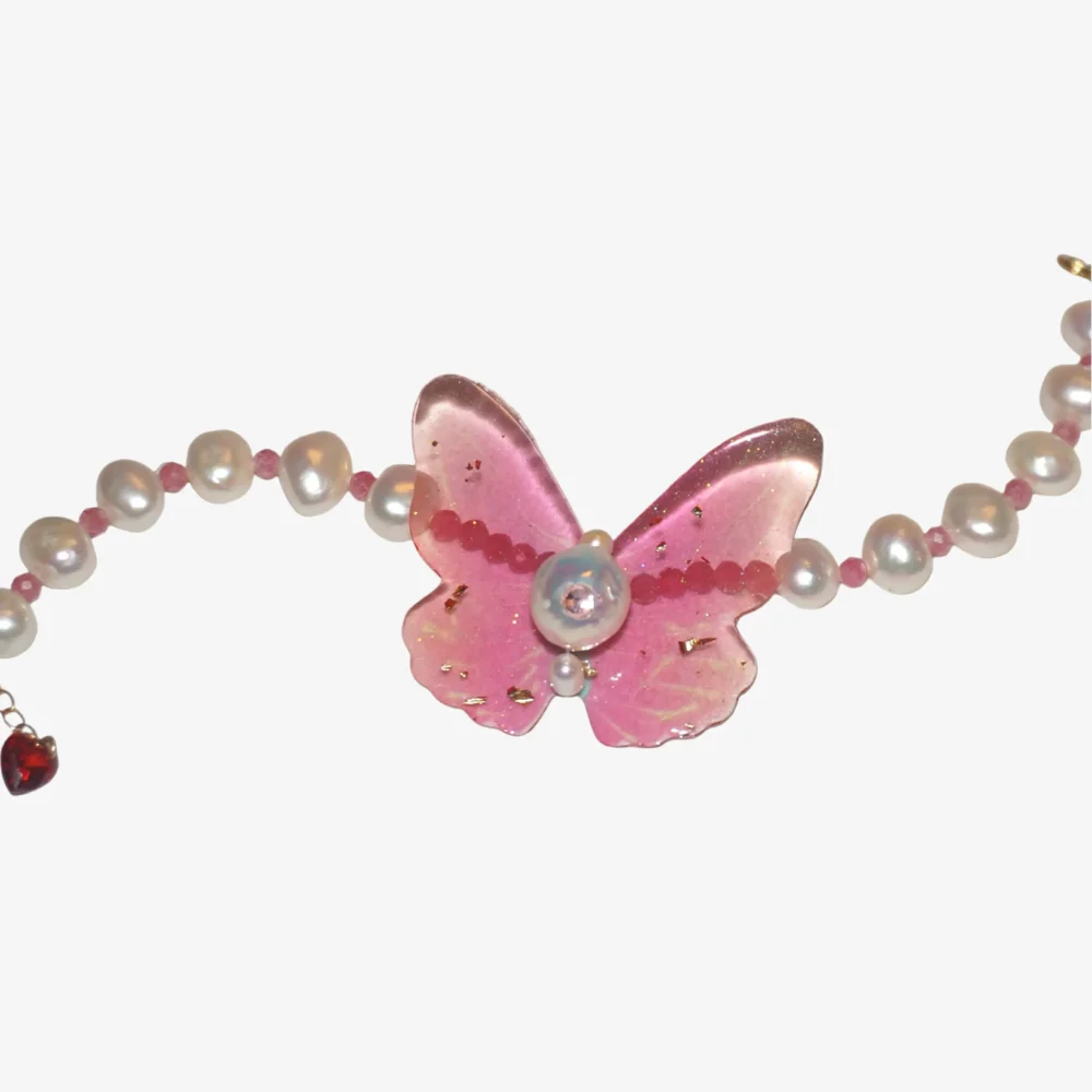 ALICIA Butterfly Pearl Bracelet 14k gold-filled, Dainty Baroque Pearl with zircon
