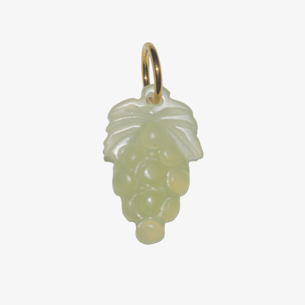 Dainty Grape of Abundance Natural Jade Pendant, Stainless Steel Bail