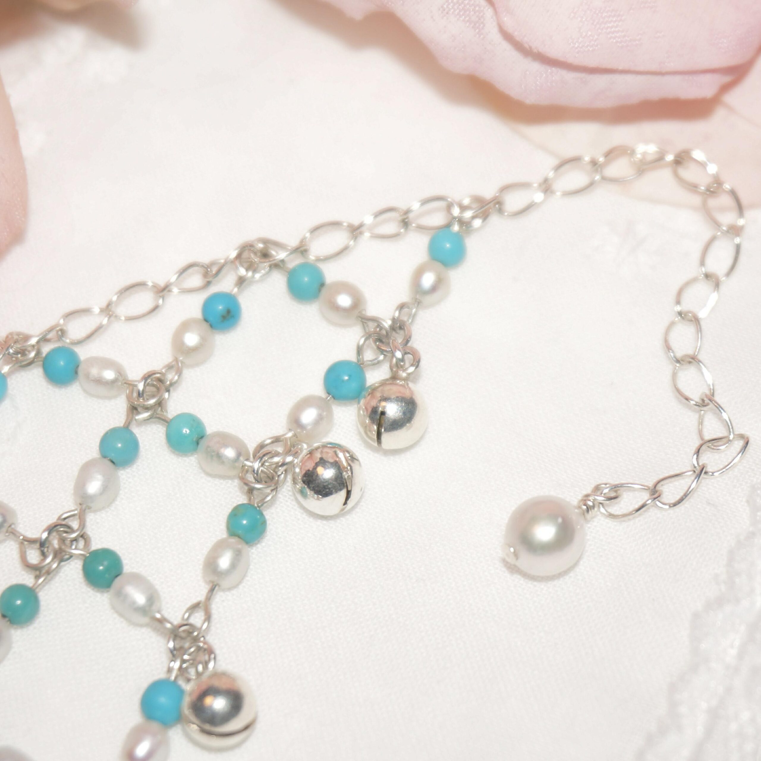 925 Sterling Silver ECHO Turquoise & Keshi Pearl Hand Chain echo6DSC0585320251016 061104 1 scaled