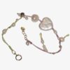 WILLOW pink and green handweaven cord baroque pearl bracelet with a heart-shaped pearl and yellow zircon